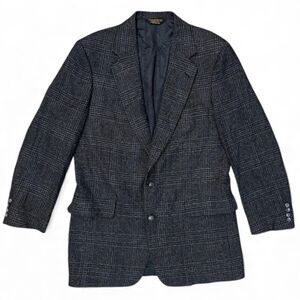 Vintage Strathmore Anderson Little Blazer Mens 44L Wool Plaid Sport Coat 80s USA